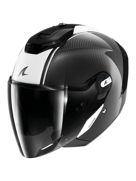 SHARK RS Jet Piel Carbono Blanco Negro Casco