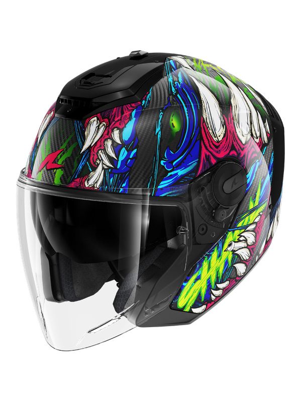 SHARK RS JET CARBON SHAYTAN Negro Verde Violeta Casco