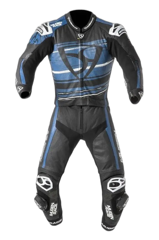 MUGENRACE MNR-2008 Rc-Max Due Pezzi Tuta Pelle Bianco Nero Blu
