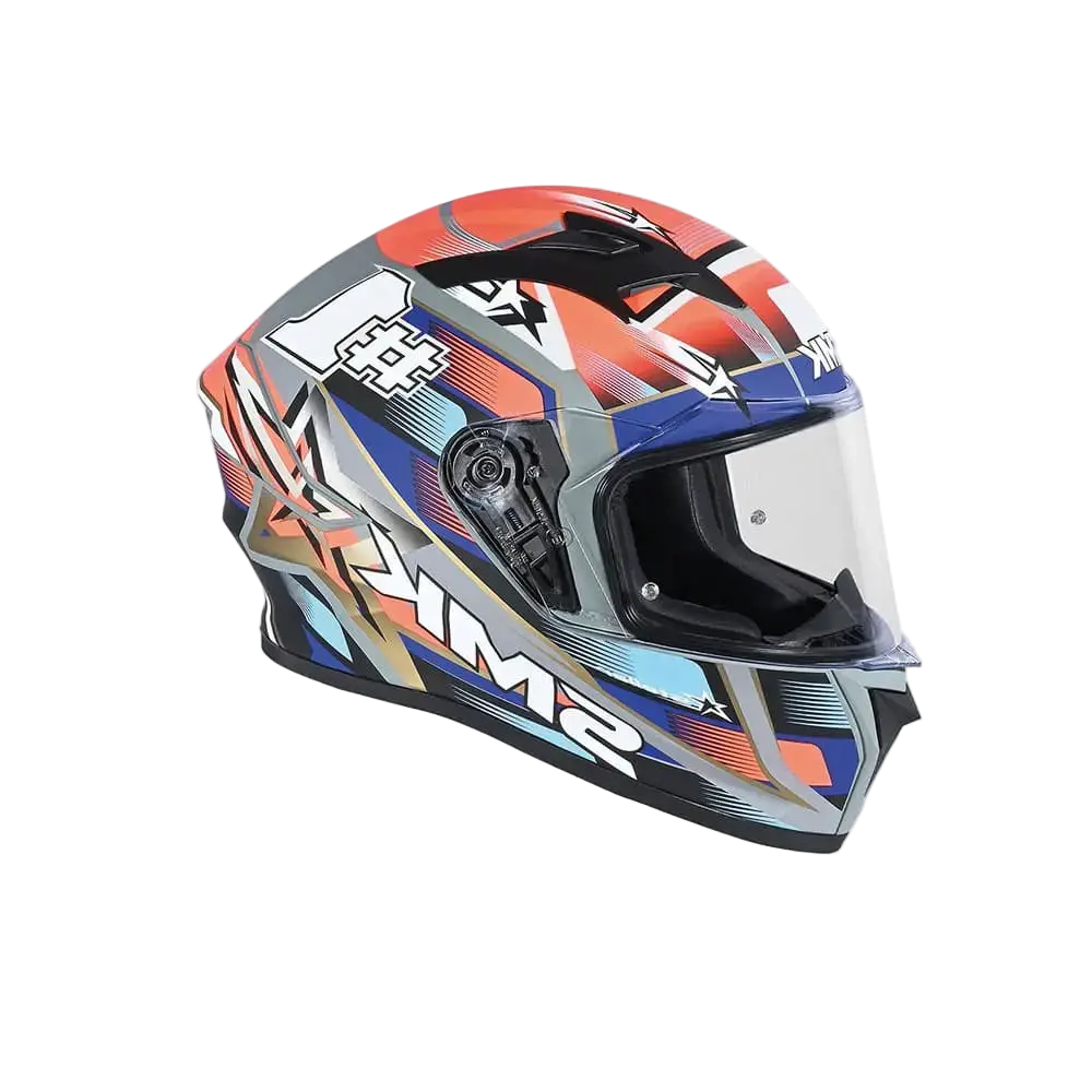 SMK STELLAR SPORTS #UNO MA657 Moto Integrale Caschi Rosso Blu Grigio 