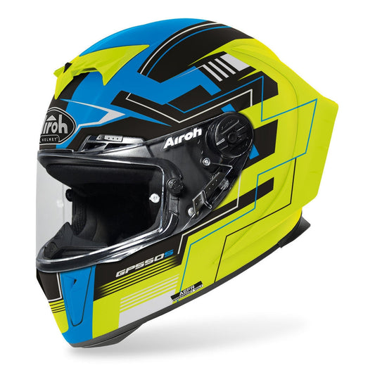 AIROH GP550 S CHALLENGE Moto Integrali Caschi Blu Giallo Opaco