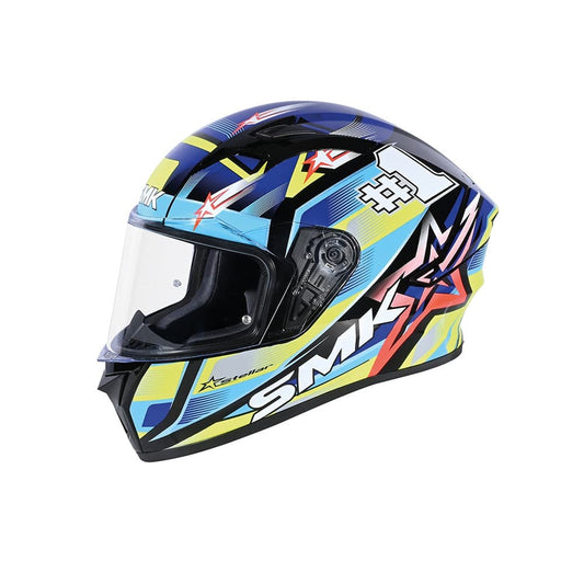 SMK STELLAR SPORTS #UNO MA254 MOTO INTEGRALE CASCHI GRIGIO BLU GIALLO