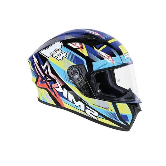 SMK STELLAR SPORTS #UNO MA254 MOTO INTEGRALE CASCHI GRIGIO BLU GIALLO