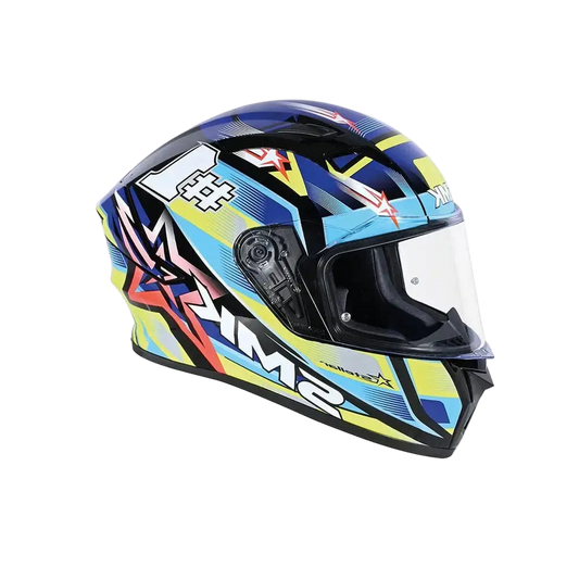 SMK STELLAR SPORTS #UNO MA254 Moto Integrale Caschi Grigio Blu Giallo 