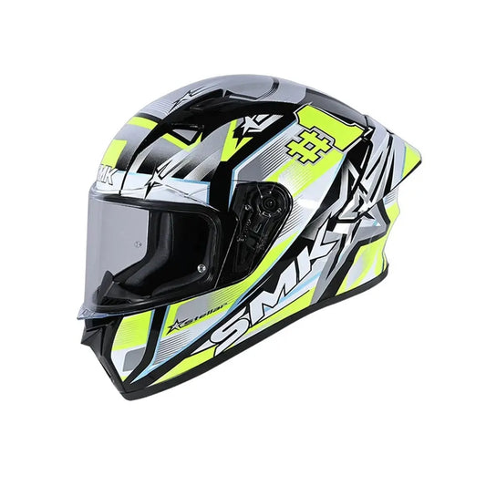 SMK STELLAR SPORTS #UNO GL214 MOTO INTEGRALE CASCHI GRIGIO GIALLO 