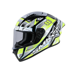 SMK STELLAR SPORTS #UNO GL214 Moto Integrale Caschi Grigio Giallo 