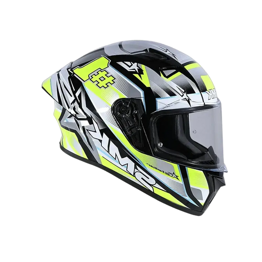 SMK STELLAR SPORTS #UNO GL214 Moto Integrale Caschi Grigio Giallo 