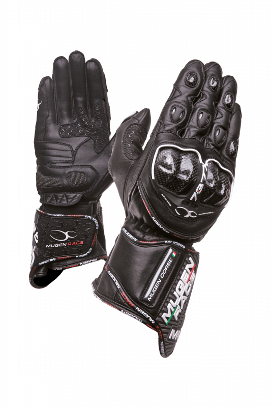 MUGENRACE G-MNR-1461 BORNEW Sportivi Moto Pelle Guanti Nero 