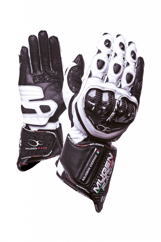 MUGENRACE G-MNR-1461 BORNEW Sportivi Moto Pelle Nero Bianco 