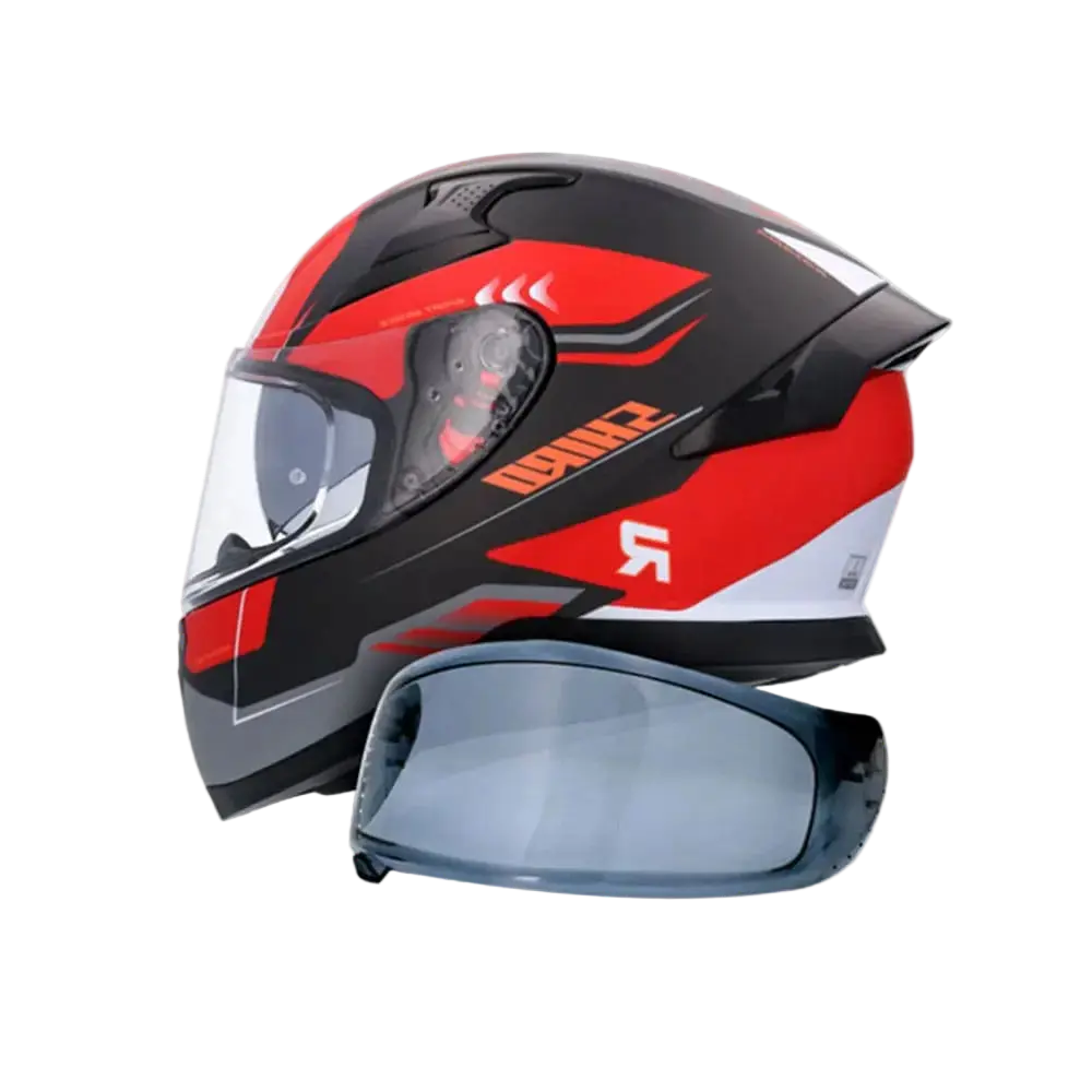 SHIRO KATANA ORBE Moto Integrali Caschi Nero Rosso Opaco 