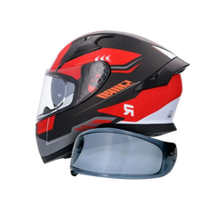 SHIRO KATANA ORBE Moto Integrali Caschi Nero Rosso Opaco 
