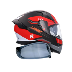 SHIRO KATANA ORBE Moto Integrali Caschi Nero Rosso Opaco 