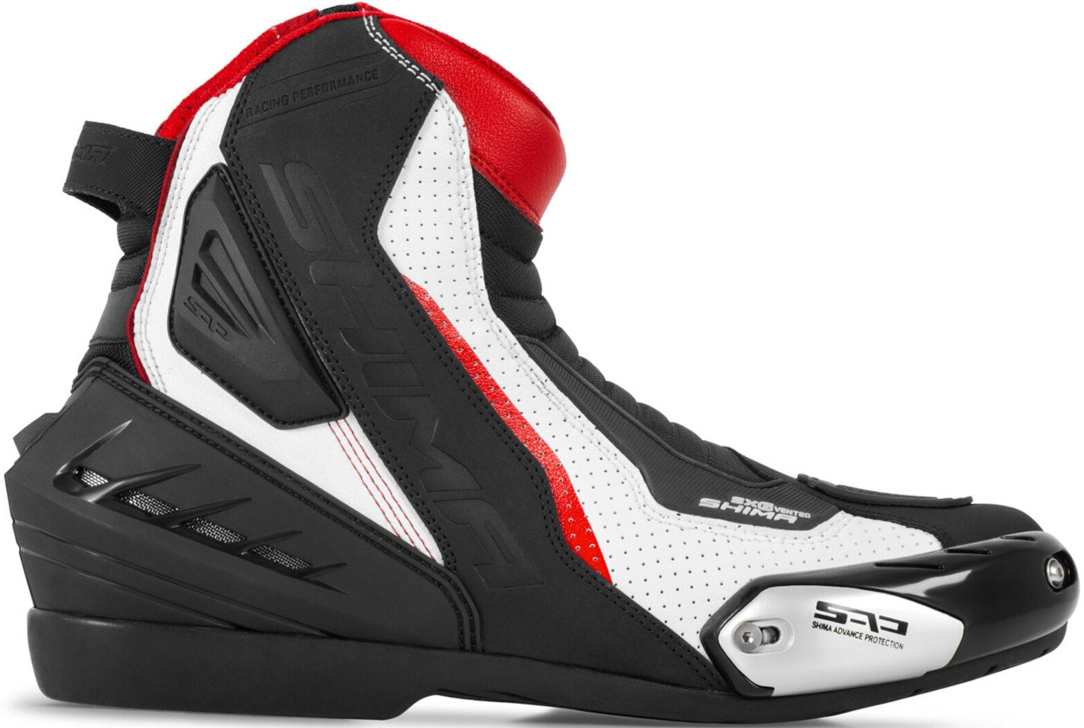 SHIMA SX-6 UOMO MOTOCICLO PELLE STIVALI BIANCO ROSSO NERO