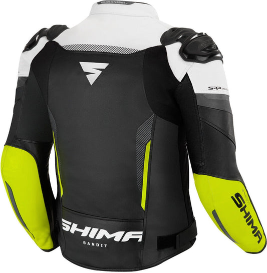 SHIMA Bandit motociclista Corsa pelle Giacca Nera Bianca Gialla
