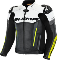SHIMA Bandit motociclista Corsa pelle Giacca Nera Bianca Gialla