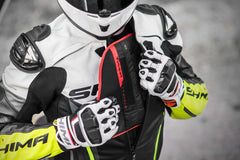 SHIMA Bandit motociclista Corsa pelle Giacca Nera Bianca Gialla