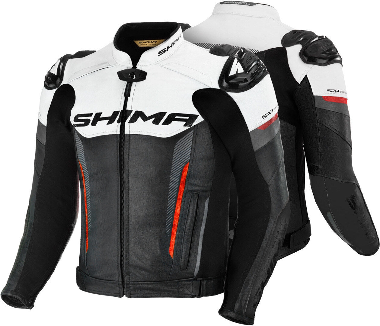 SHIMA Bandit Giacca pelle moto Nero Bianco Rosso