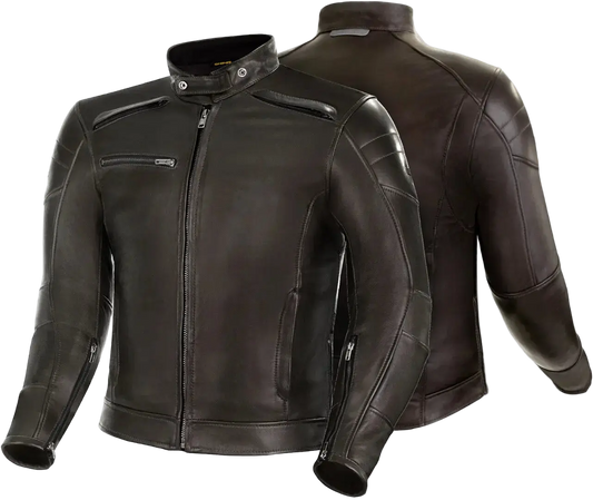 SHIMA Blake Giacca pelle uomo motociclista MARRONE 
