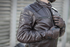 SHIMA Blake Giacca pelle uomo motociclista MARRONE