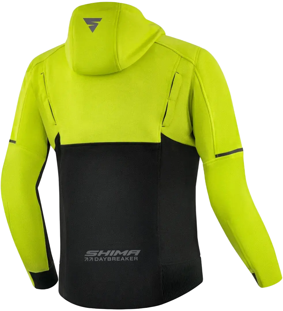 SHIMA Daybreaker uomo Felpa cappuccio zip motociclista FLUO 