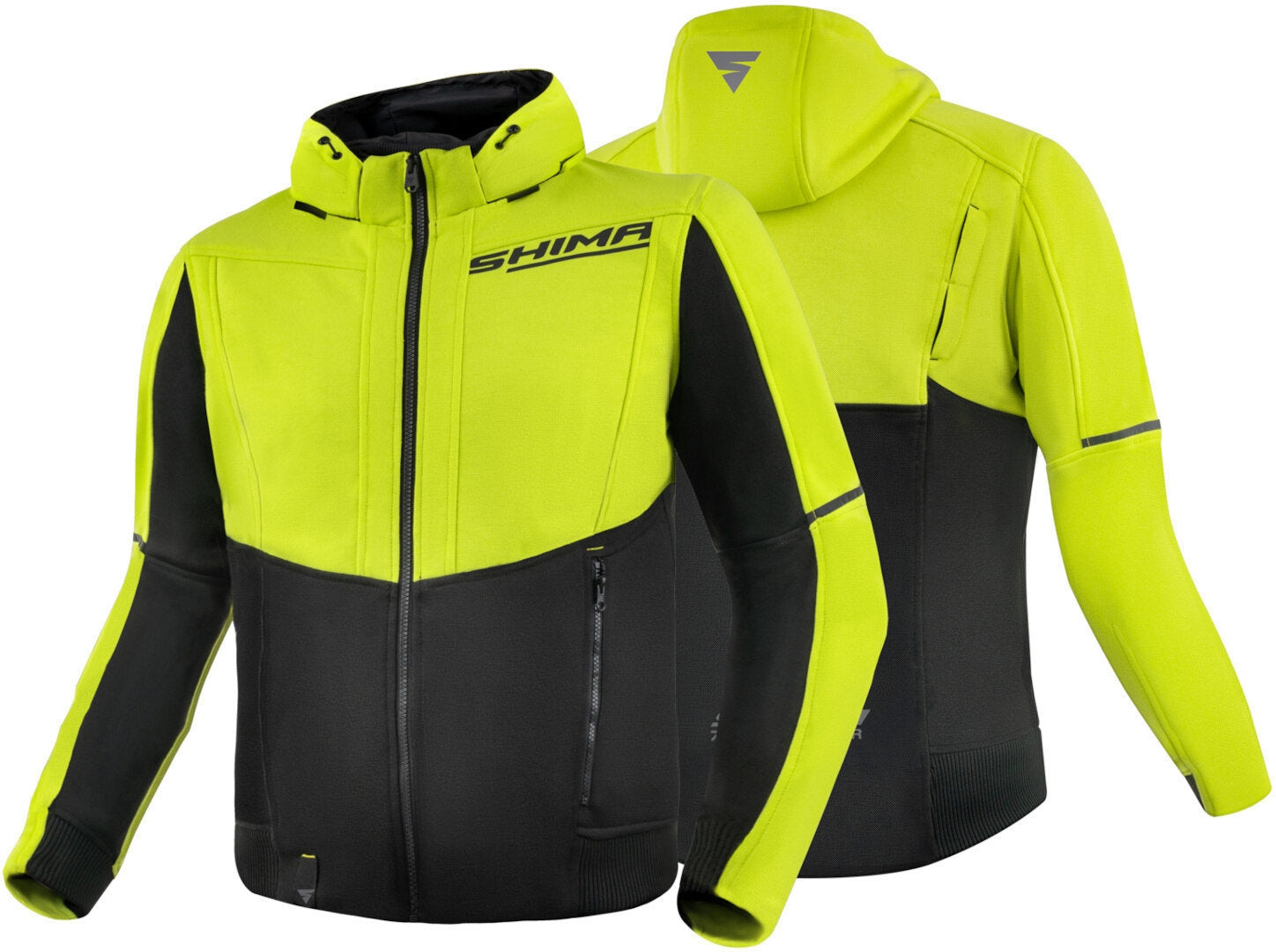 SHIMA Daybreaker uomo Felpa cappuccio zip motociclista FLUO