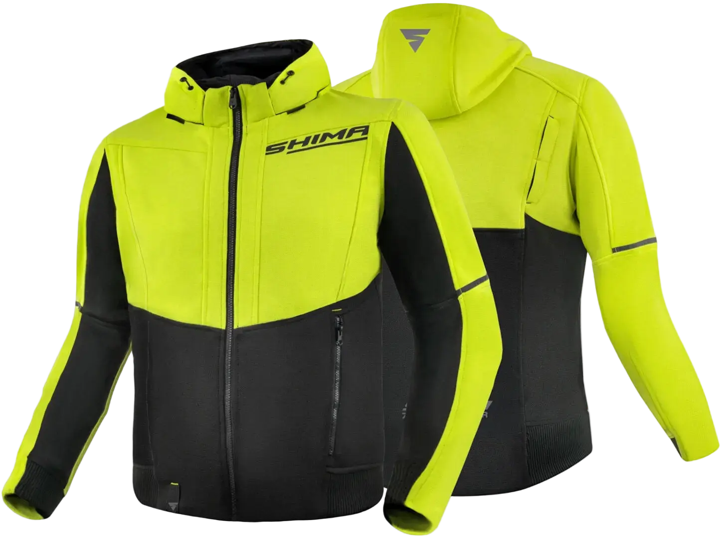 SHIMA Daybreaker uomo Felpa cappuccio zip motociclista FLUO 