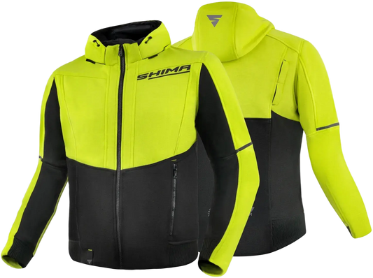 SHIMA Daybreaker uomo Felpa cappuccio zip motociclista FLUO 