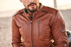 SHIMA Hunter+ 2.0 impermeabile moto pelle Giacca marrone chiaro