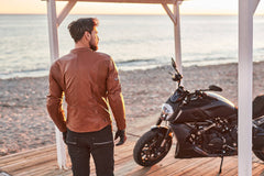SHIMA Hunter+ 2.0 impermeabile moto pelle Giacca marrone chiaro