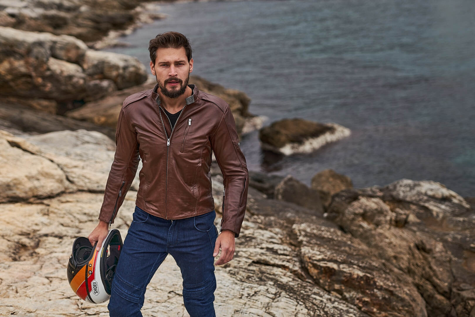 SHIMA Hunter+ 2.0 moto pelle Giacca Marrone