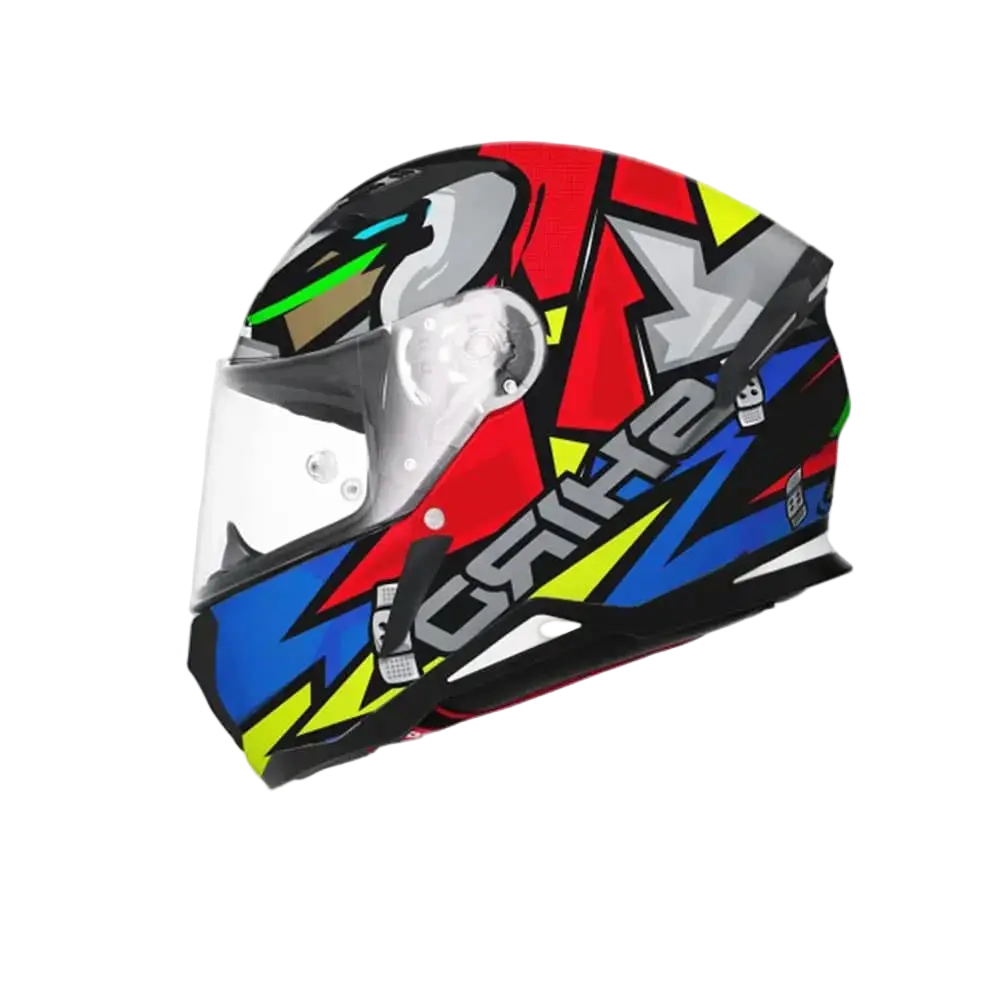 SHIRO HUNTER RACCOON Moto Integrali Caschi Rosso Blu Grigio 