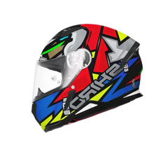 SHIRO HUNTER RACCOON Moto Integrali Caschi Rosso Blu Grigio 