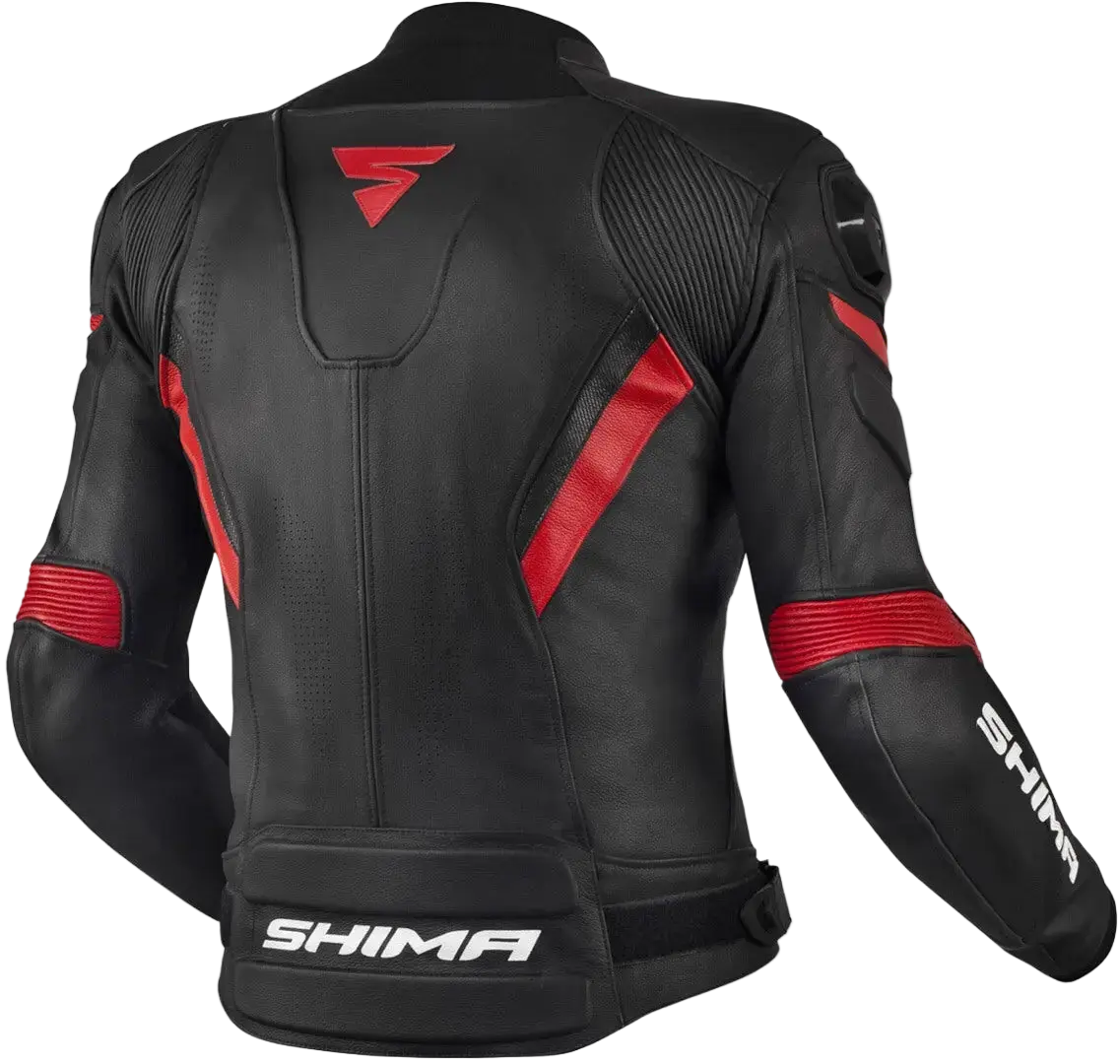 SHIMA Chase Giacca pelle uomo motociclista NERO ROSSO 