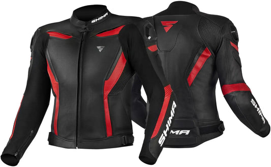 SHIMA Chase Giacca pelle uomo motociclista NERO ROSSO