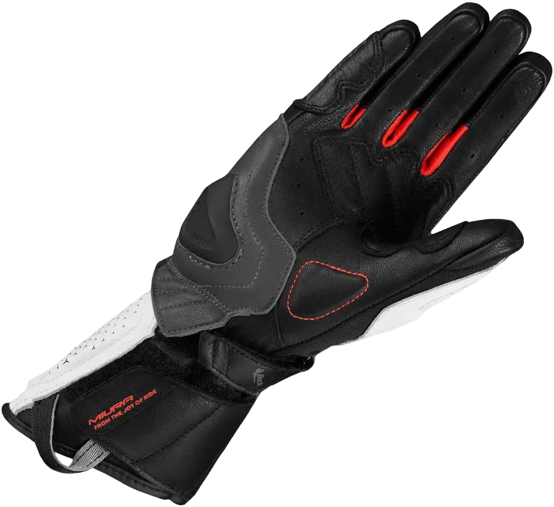 SHIMA MIURA MOTO GUANTI DONNA TRAFORATI ROSSO BIANCO NERO 