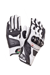 MUGENRACE FIGURATORE Corti Moto Pelle Guanti Bianchi 