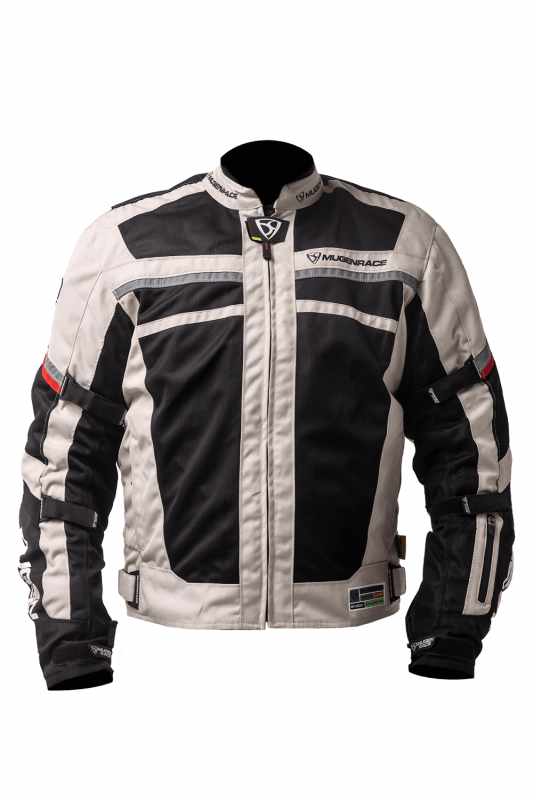 MUGENRACE A-TTRAVERSARE Moto Tessile Giacca Grigio Chiaro Nero 