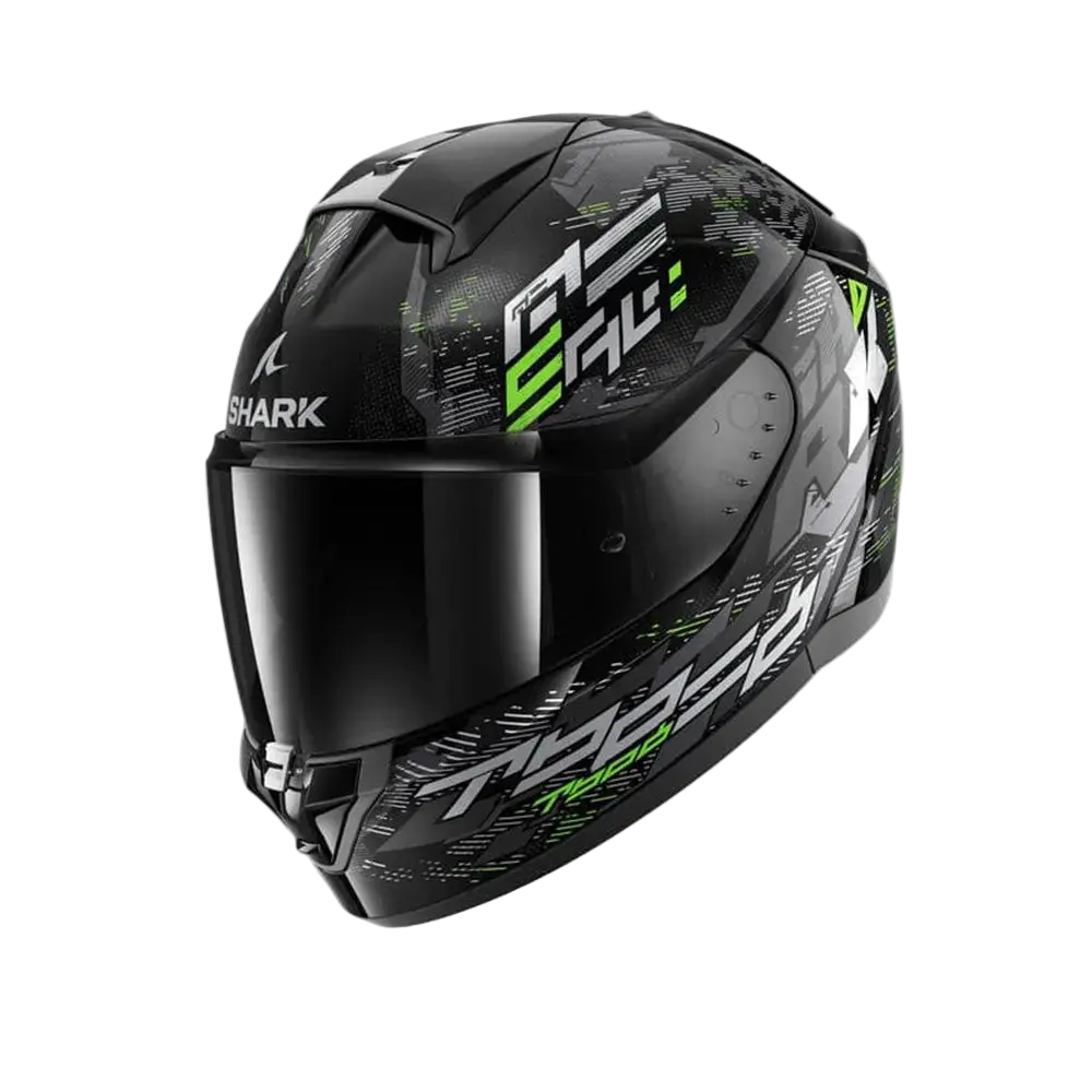 Shark RIDILL 2 Moto Integrali Caschi Nero Argento Verde 
