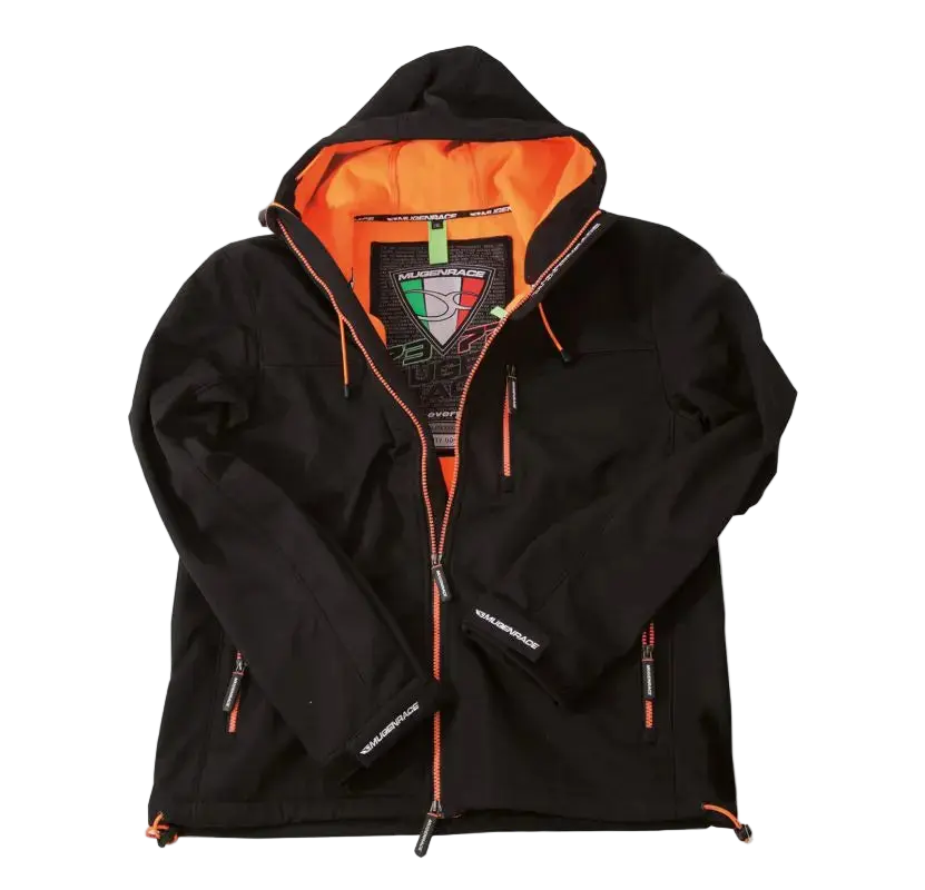 MUGENRACE PISTA-BA Moto Guscio morbido Giacca Nera Arancione 