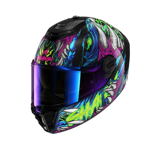 SHARK SPARTAN RS SHAYTAN CASCHI INTEGRALI NERO VERDE VIOLA