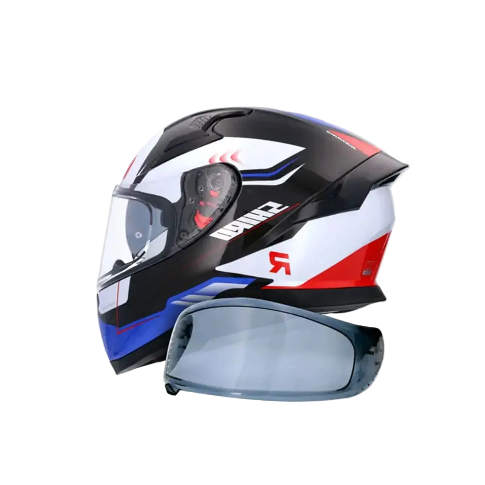 SHIRO KATANA Moto Caschi Integrali Nero Bianco Blu 