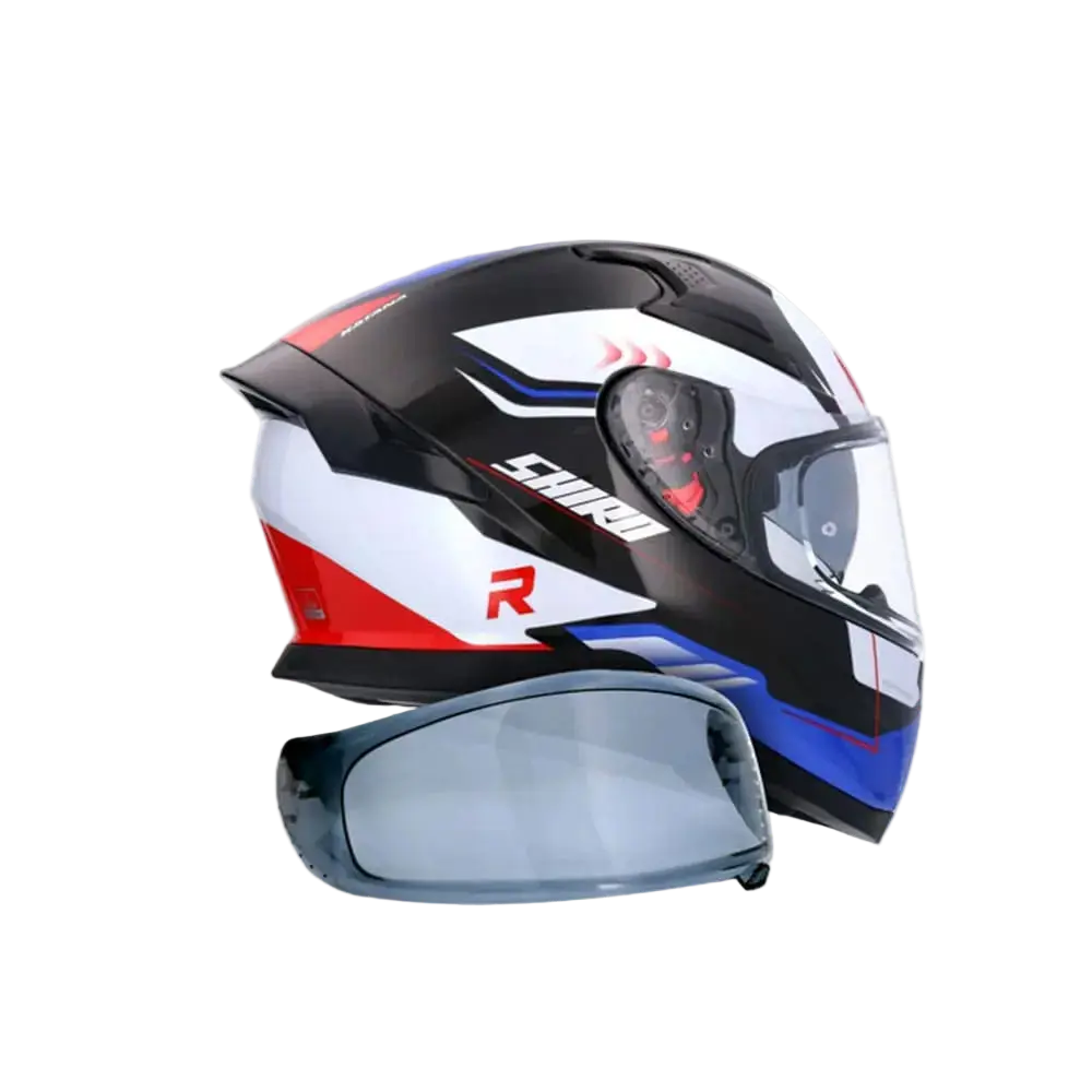 SHIRO KATANA Moto Caschi Integrali Nero Bianco Blu 