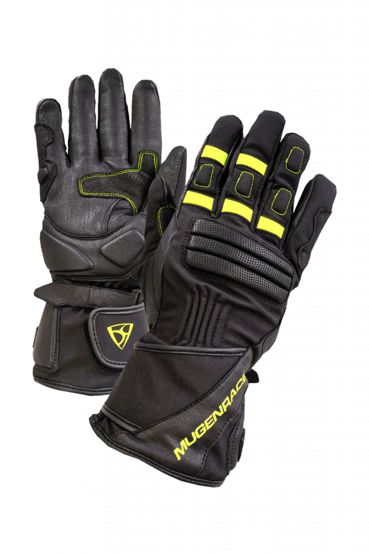 MUGENRACE PRIMO INVERNO Lunghi Moto Guanti Nero Fluo Giallo 