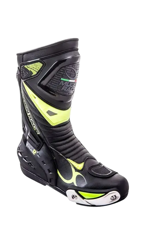 MUGENRACE BOT-MNR-1490 SPHANTOM 2 Moto Stivali Nero Giallo Fluo 