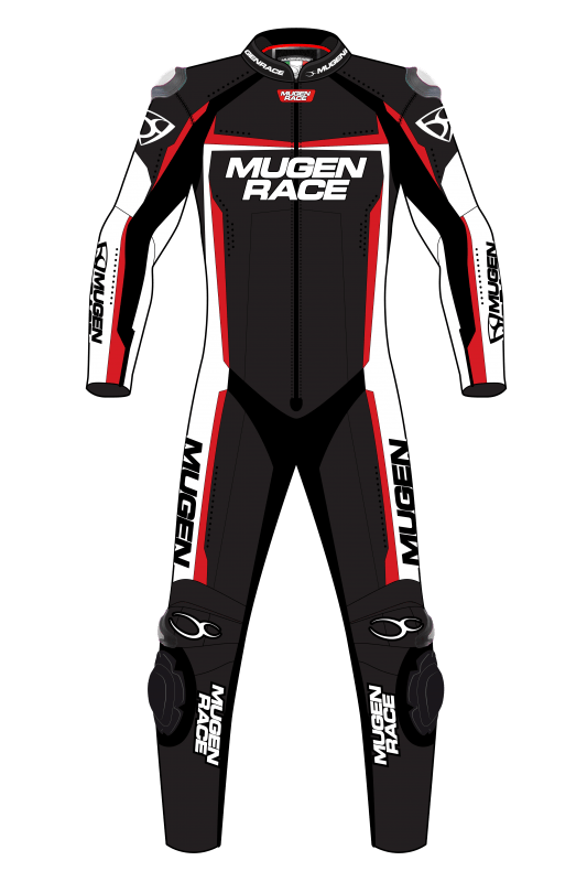 MUGENRACE LS1-MNR-1903 Tuta in pelle Ohvale per bambini nera bianca e rossa