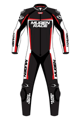 MUGENRACE LS1-MNR-1903 Tuta in pelle Ohvale per bambini nera bianca e rossa
