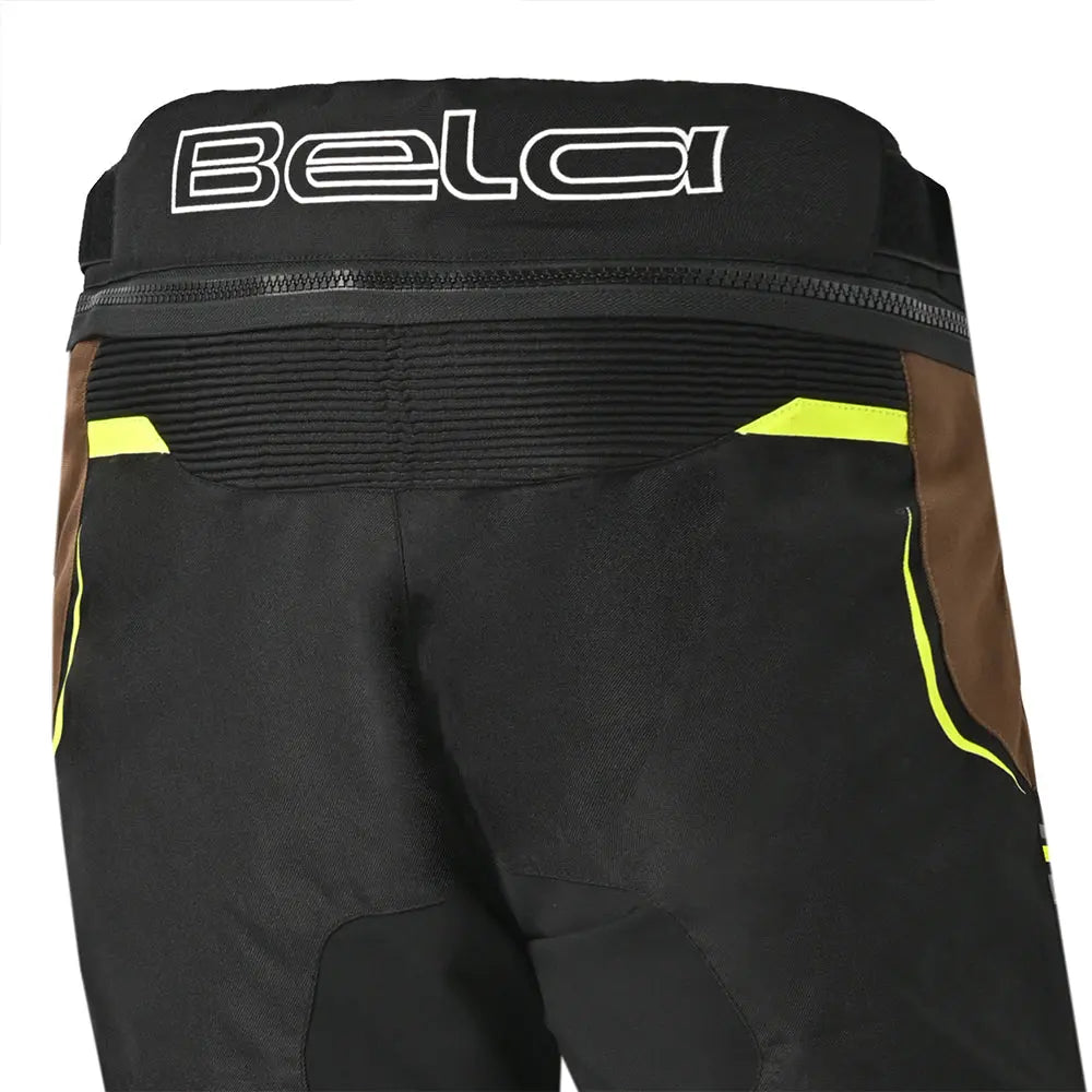 Bela Watson Pantaloni da moto touring Nero/Marrone/Giallo Fluor hip