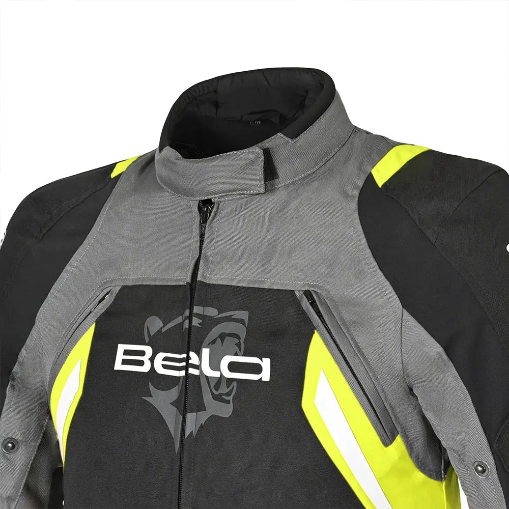 Bela Cordaniel Giacca moto - Nera/Grigio scuro/Fluor giallo chest