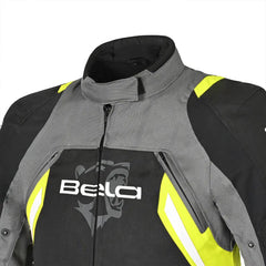 Bela Cordaniel Giacca moto - Nera/Grigio scuro/Fluor giallo chest