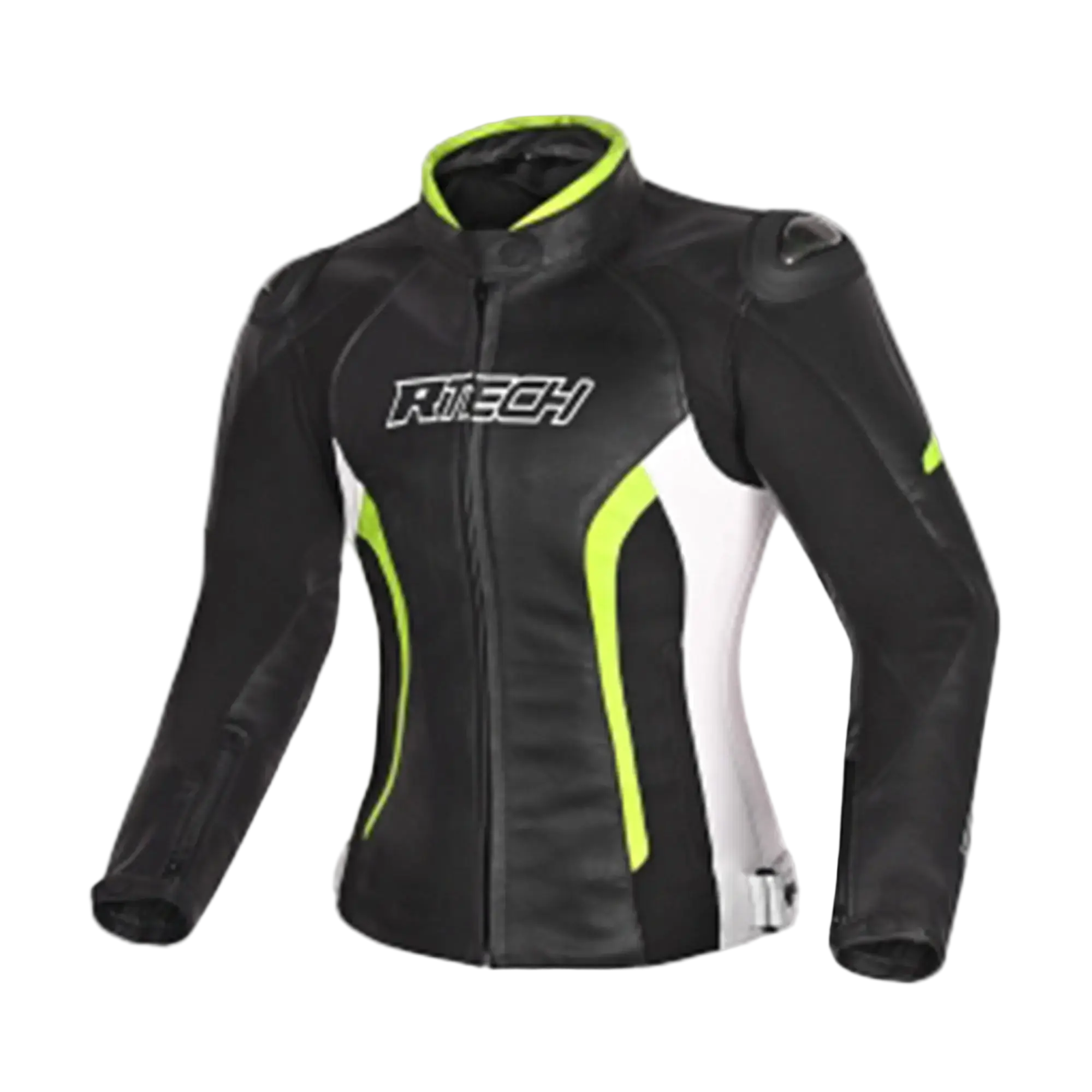 R-TECH -Tom Rider donna Giacca in pelle Negro/Blanco/Amarillo 